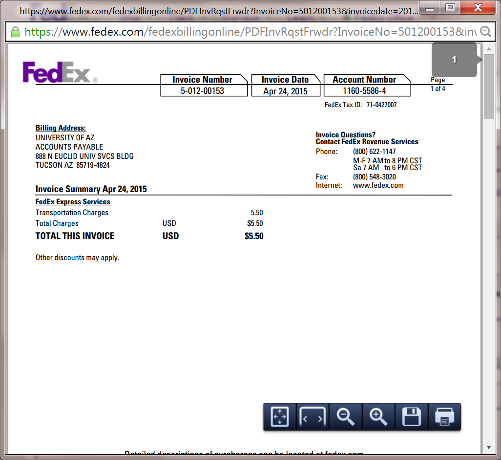 Fedex Invoice Management Financial Services 0177